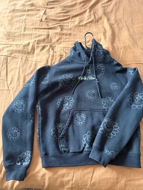 Keith Haring set Navy Turtleneck Sweater Hoodie and pants- Graphic Floral Print